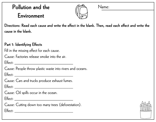 Cause and Effect 3rd-6th Grade Worksheet | Engaging Pollution Activity - Image 2