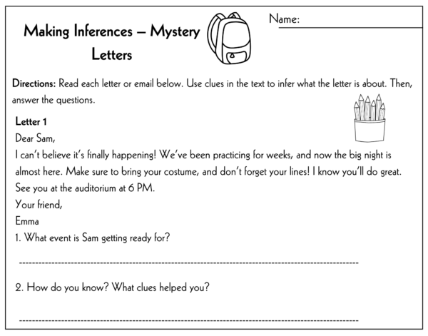 Making Inferences 3rd Grade Worksheet | Mystery Letters Reading Activity - Image 2