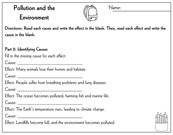 Cause and Effect 3rd-6th Grade Worksheet | Engaging Pollution Activity - Image 3