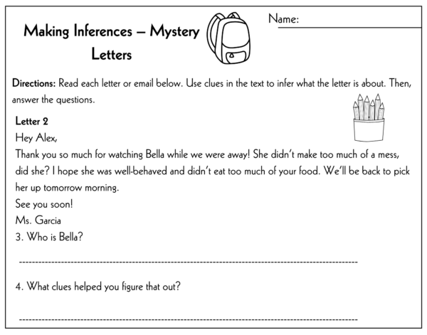 Making Inferences 3rd Grade Worksheet | Mystery Letters Reading Activity - Image 3