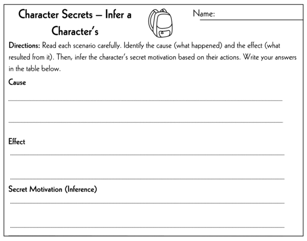 Cause and Effect 3rd-6th Grade Worksheet | Infer Character Motivations - Image 3