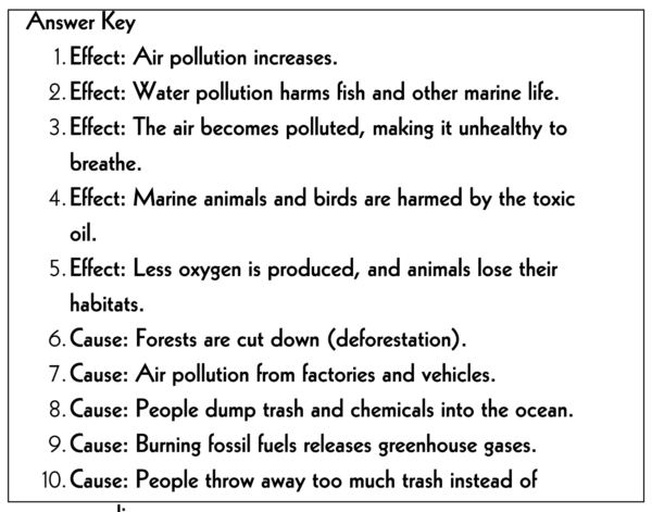 Cause and Effect 3rd-6th Grade Worksheet | Engaging Pollution Activity - Image 4