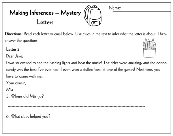 Making Inferences 3rd Grade Worksheet | Mystery Letters Reading Activity - Image 4