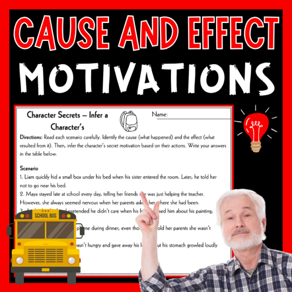 Cause and Effect 3rd-6th Grade Worksheet | Infer Character Motivations