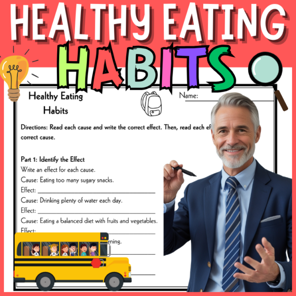 Cause and Effect 3rd-6th Grade Worksheet | Healthy Eating Habits Activity