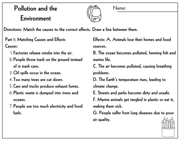 Cause and Effect 3rd-6th Grade Worksheet | Engaging Pollution Activity - Image 5